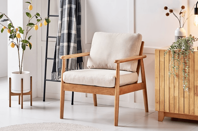 도도 1인용 패브릭 소파 고무나무 원목 쇼파 카페의자 4colors