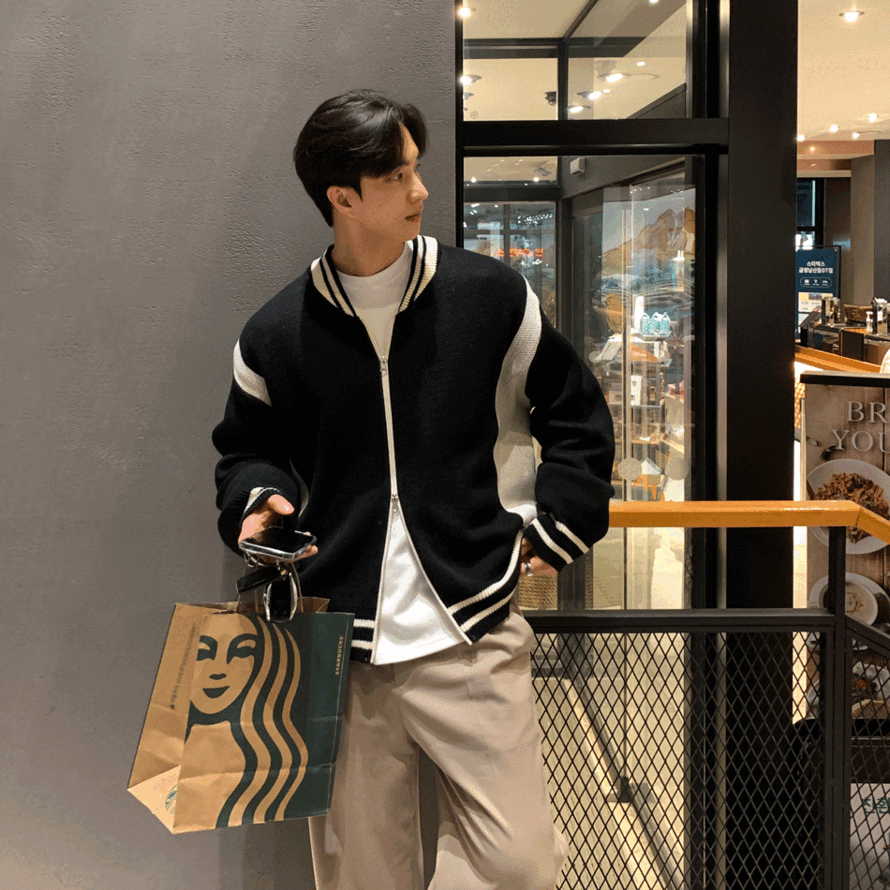 룩 랜드와이 바시티 니트 집업