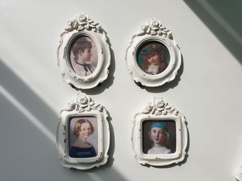 장미 화이트 스몰 빈티지 탁상액자 빈티지 엔틱 앤틱 사진 소품 오브제 인테리어 소품샵