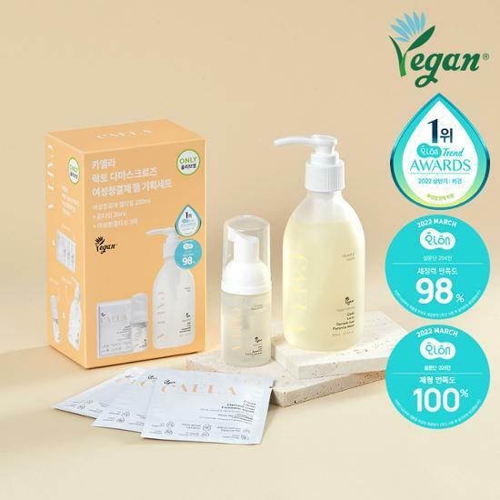 [리뉴얼]카엘라 락토 다마스크로즈 여성청결제 젤 기획세트 (젤200ml+폼30ml+청결티슈 3매)