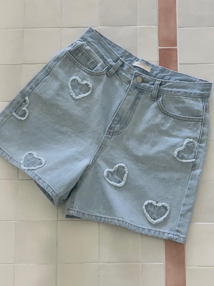 하트반바지 숏팬츠 데님 3부 반바지 연청 청바지 봄 여름바지 휴양지룩