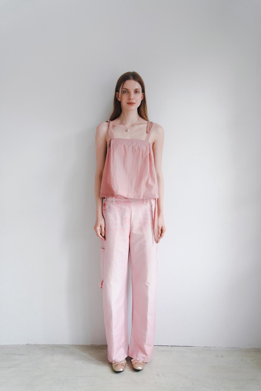 Ribbon sleeveless pink