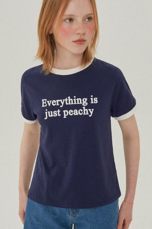 레귤러 핏 투톤 프린트 티셔츠 [네이비]