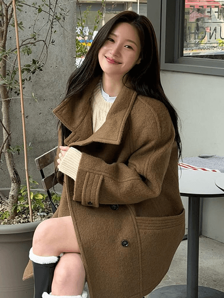 [온앤온] 모헤어 하이넥 더블 하프코트 NEW5WHA13_92