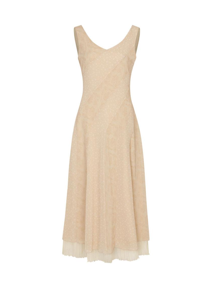 Paisley Flower Mix Dress (Beige)