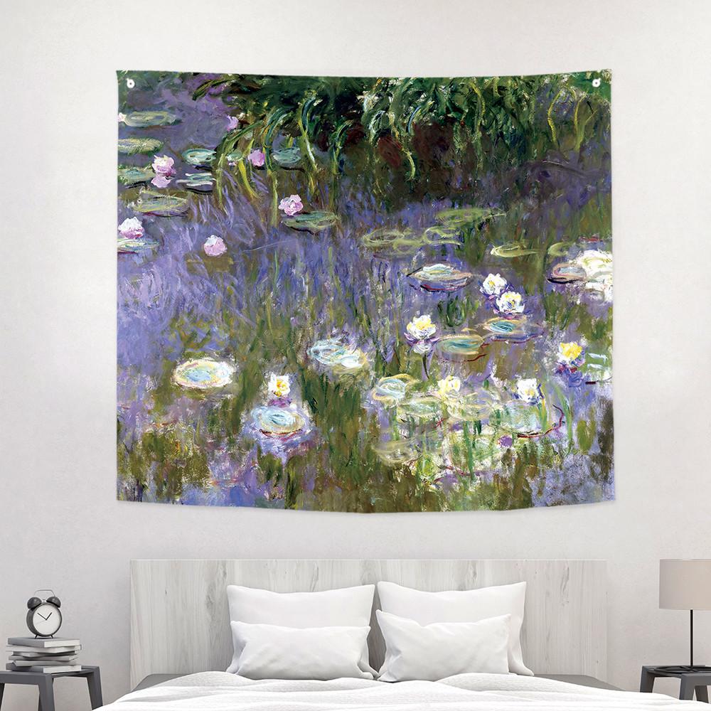 모네 명화 가림천 대형 패브릭포스터 바란스 북유럽  150x130 수련