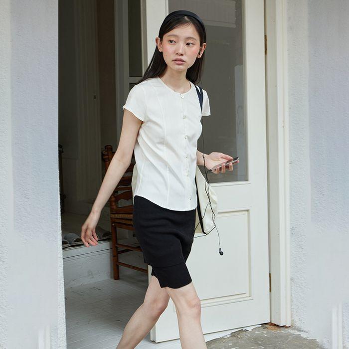 Cap sleeve blouse_IVORY