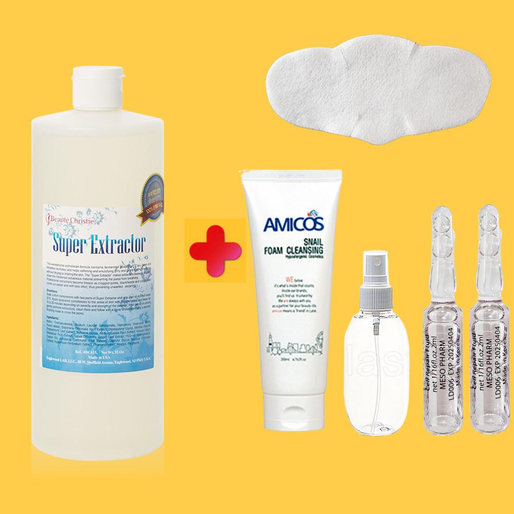 슈퍼엑스로션(슈퍼익스트랙터) 350ml+클렌징폼+코팩60매블랙헤드피지연화제 보떼크리스티에
