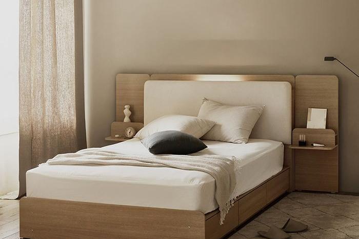 포포 수납 패브릭 쿠션형 led 호텔 침대 프레임 SS Q