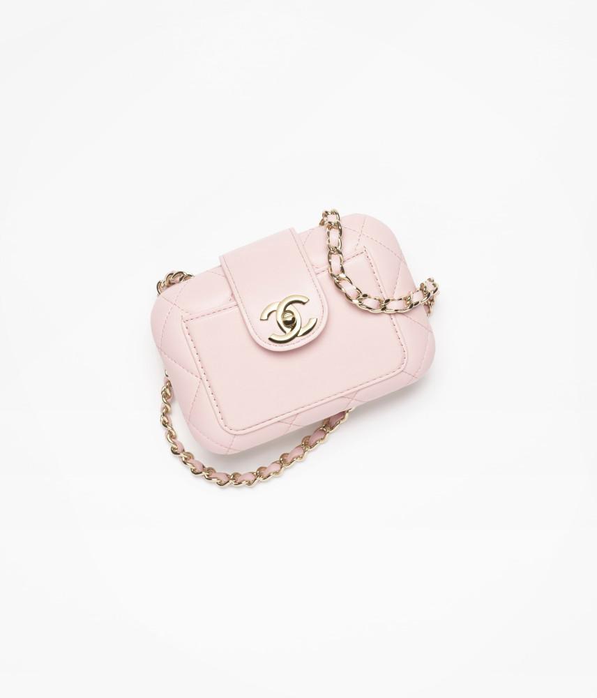 샤넬 체인 달린 미니백 램스킨, 골드 메탈 라이트 핑크 AP4310 B18534 NZV52