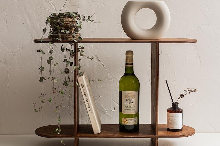 우드 슬림 와이드 2단 선반 스탠딩 벽걸이 겸용 2colors