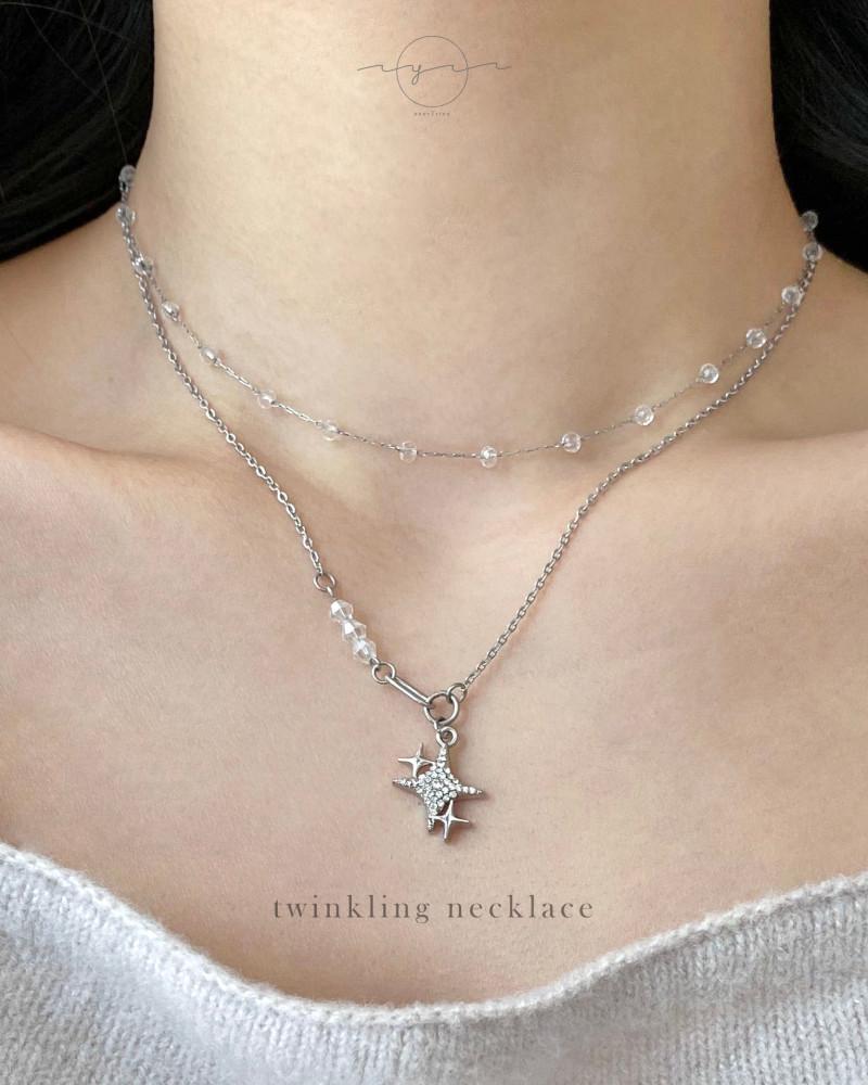 [5% 신상 할인] twinkling necklace 써지컬스틸체인 별목걸이