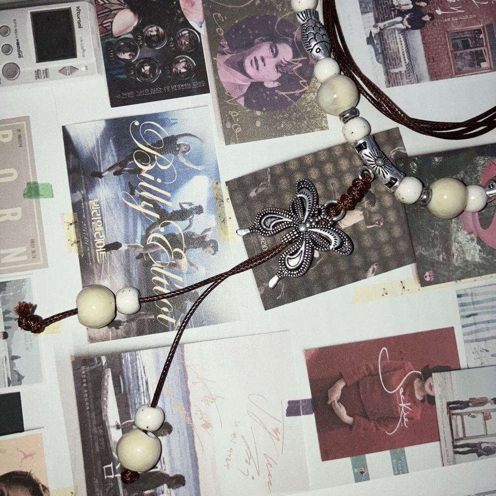 히피와이 [Vintage] 나비 화이트 원석 가죽 줄 매듭 목걸이 롱 실버 보헤미안 빈티지 도양풍 오리엔탈 믹스