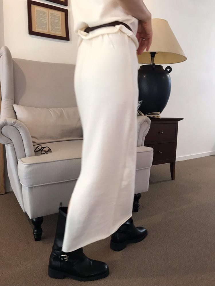 레이시 롱스커트 니트스커트 H라인 밴딩 스커트