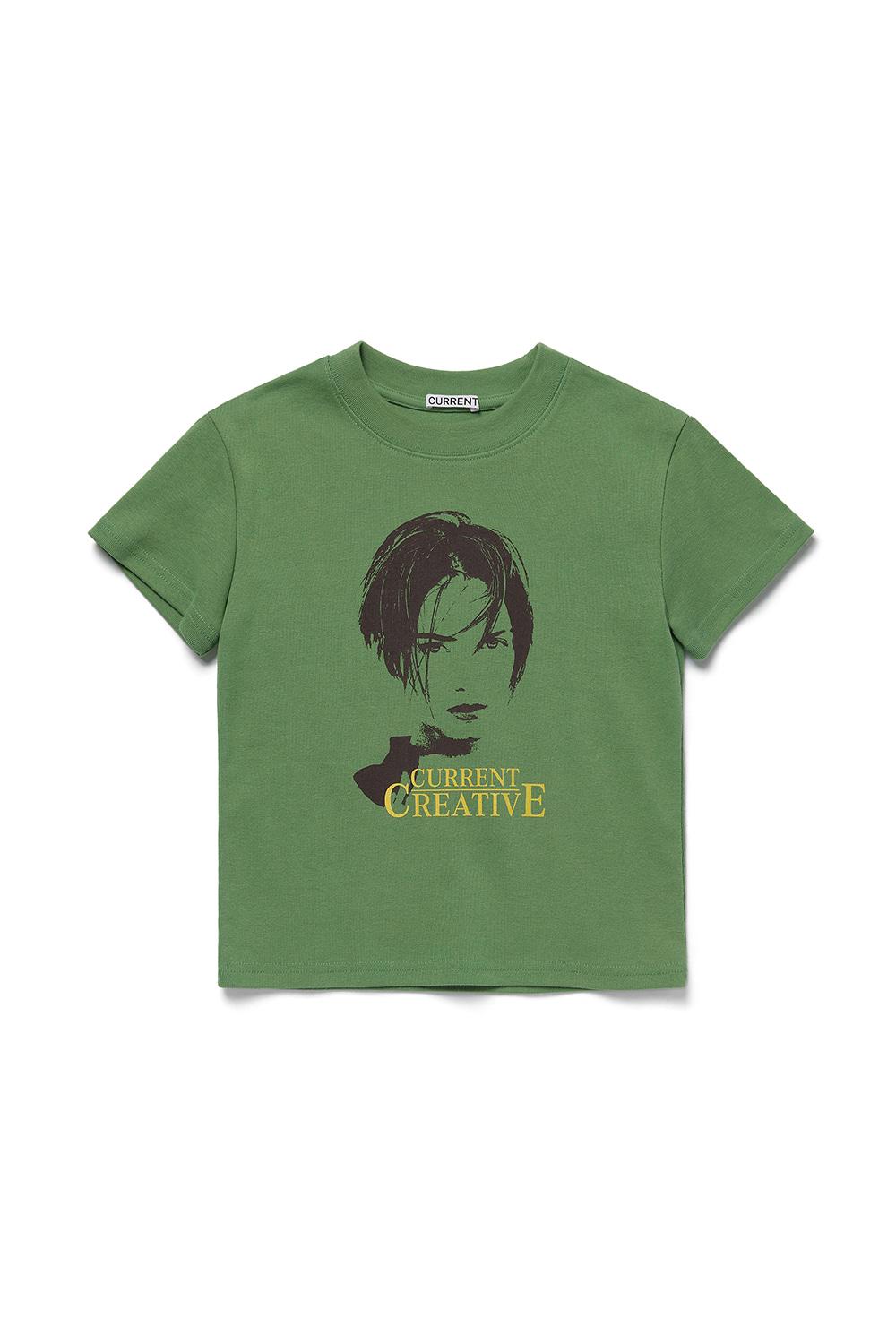 90'S PRINTED CROP TEE [OLIVE GREEN]