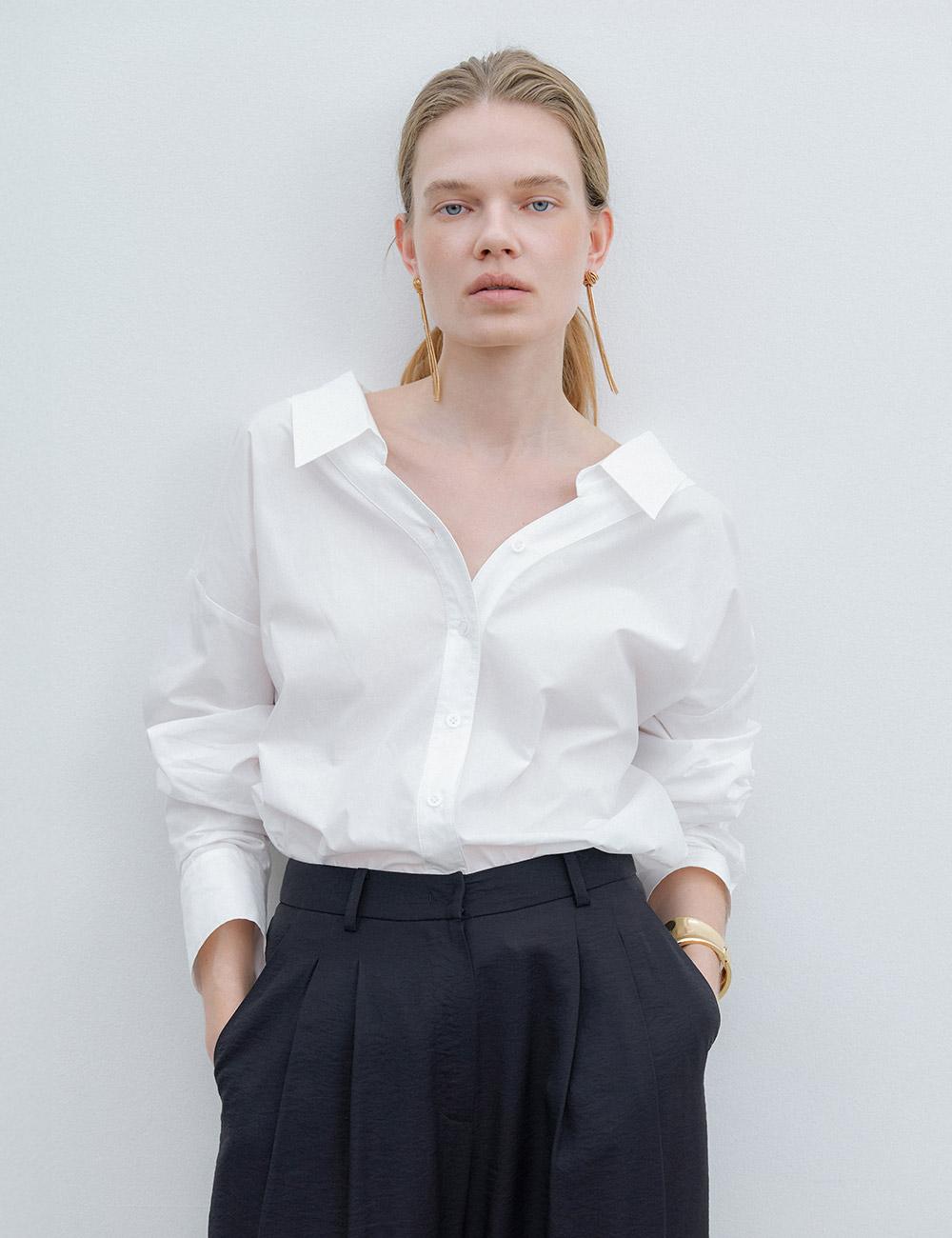 Muse Open Collar Shirts (White)
