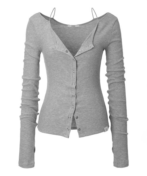 Eyes Strap Warmer Cardigan (grey)