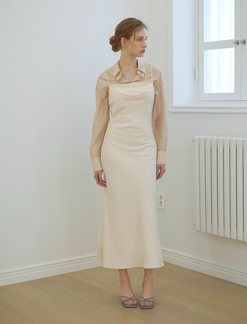 Silhouette satin dress _ Cream
