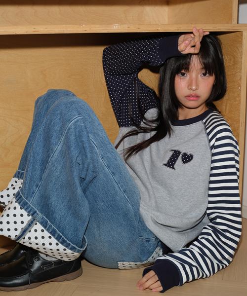 DOT R STRIPE BLOCKING SWEATSHIRT GREY