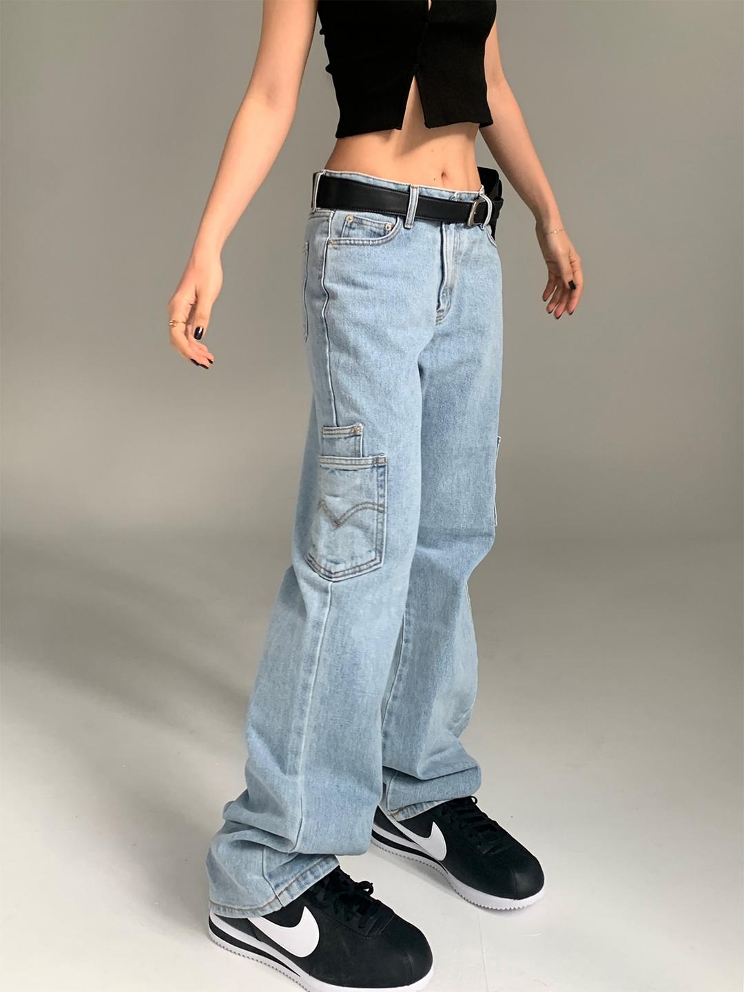 드롭 백  포켓 스트레이트 진