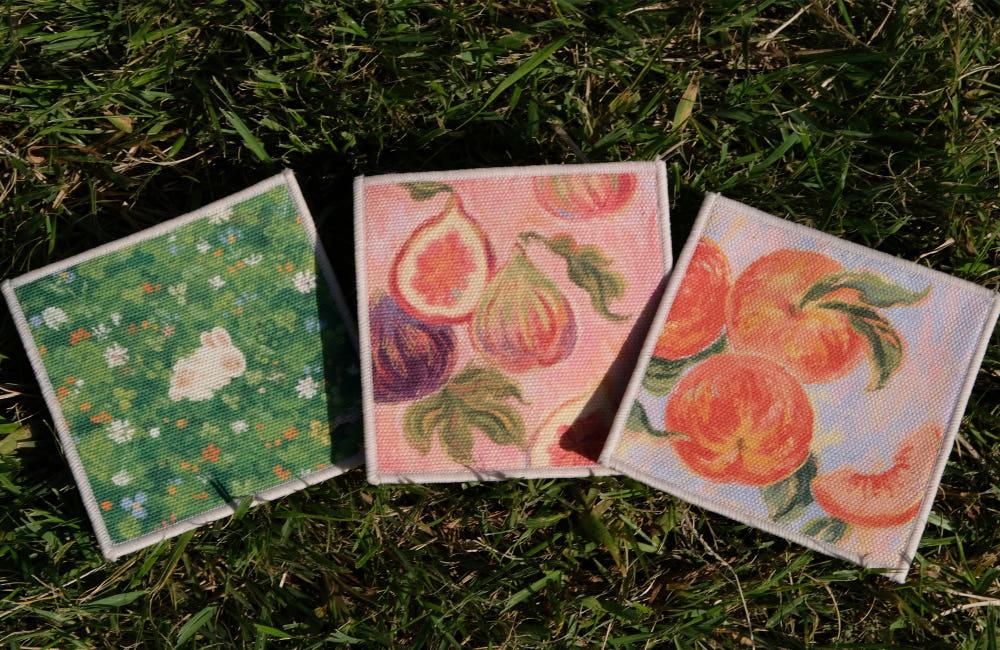 패브릭 코스터 컵받침 3종