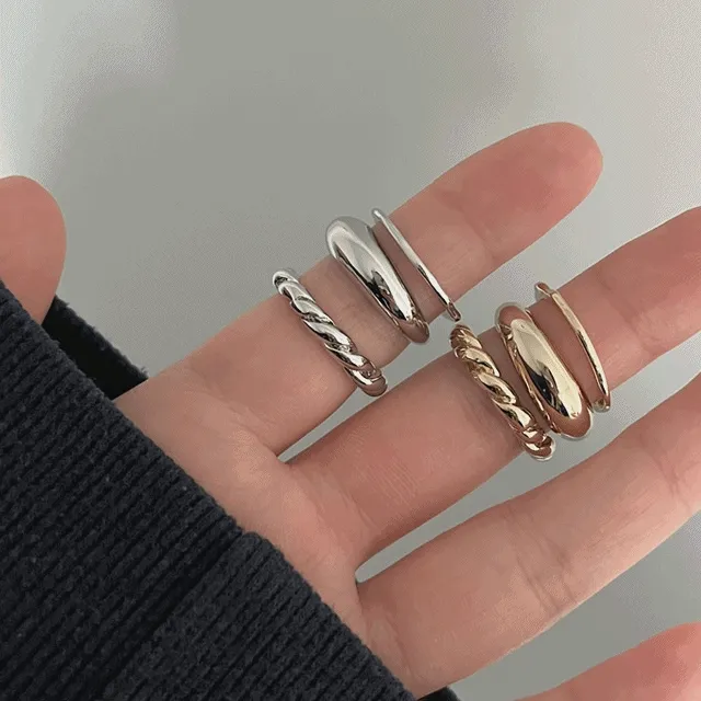 [3ea] 모던 볼드데일리 세트반지/2color