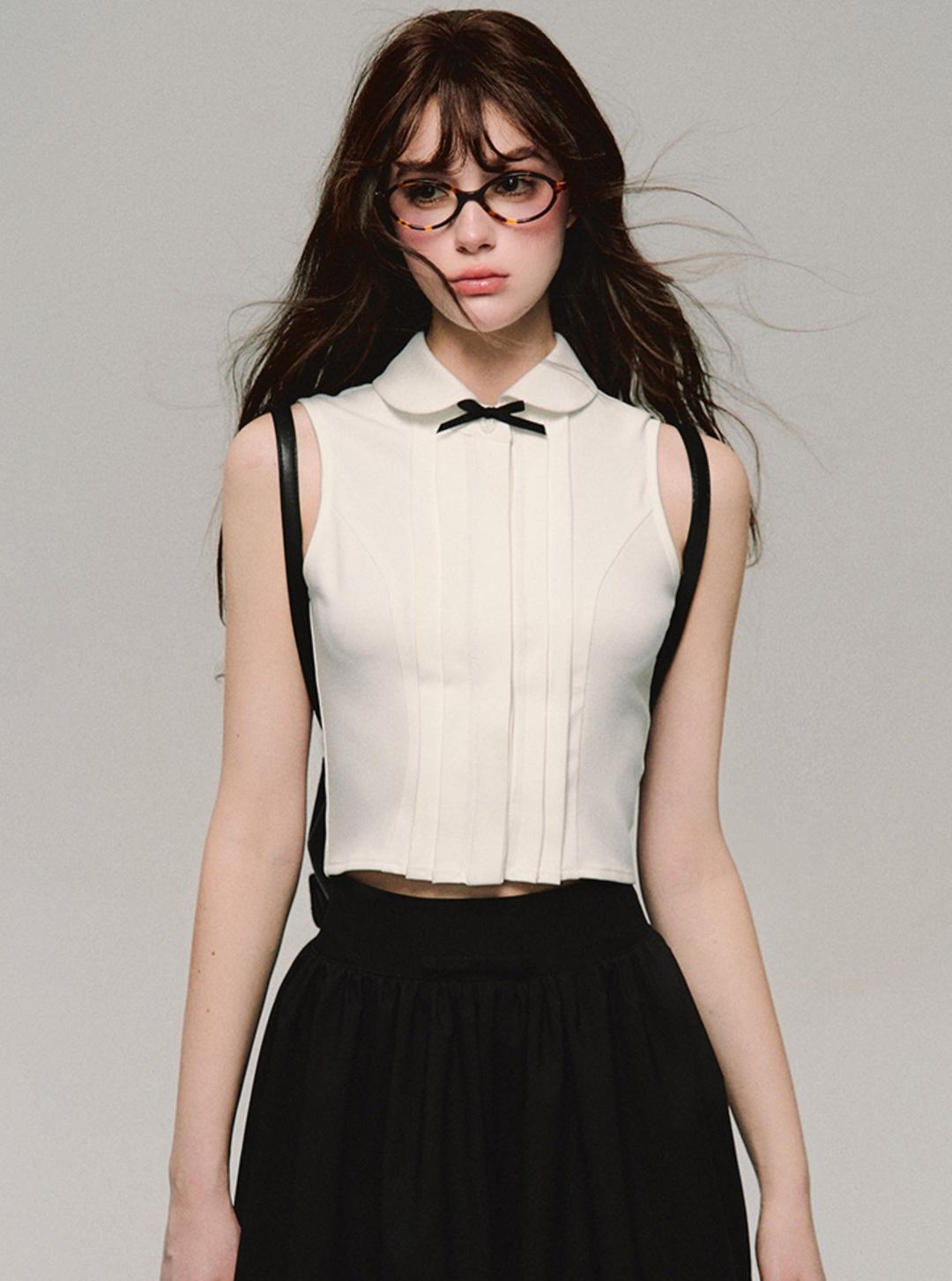 섬세한 핑크색 허리 셔츠  - 플라스터 화이트 / S