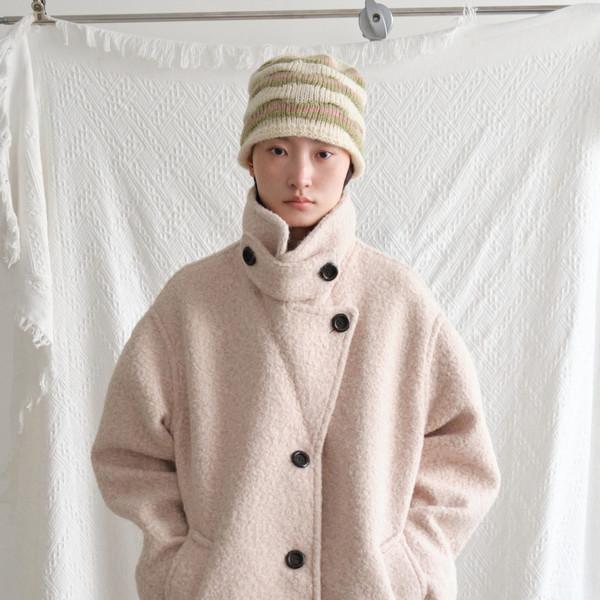 Boucle Half Pea Coat (Light Beige)