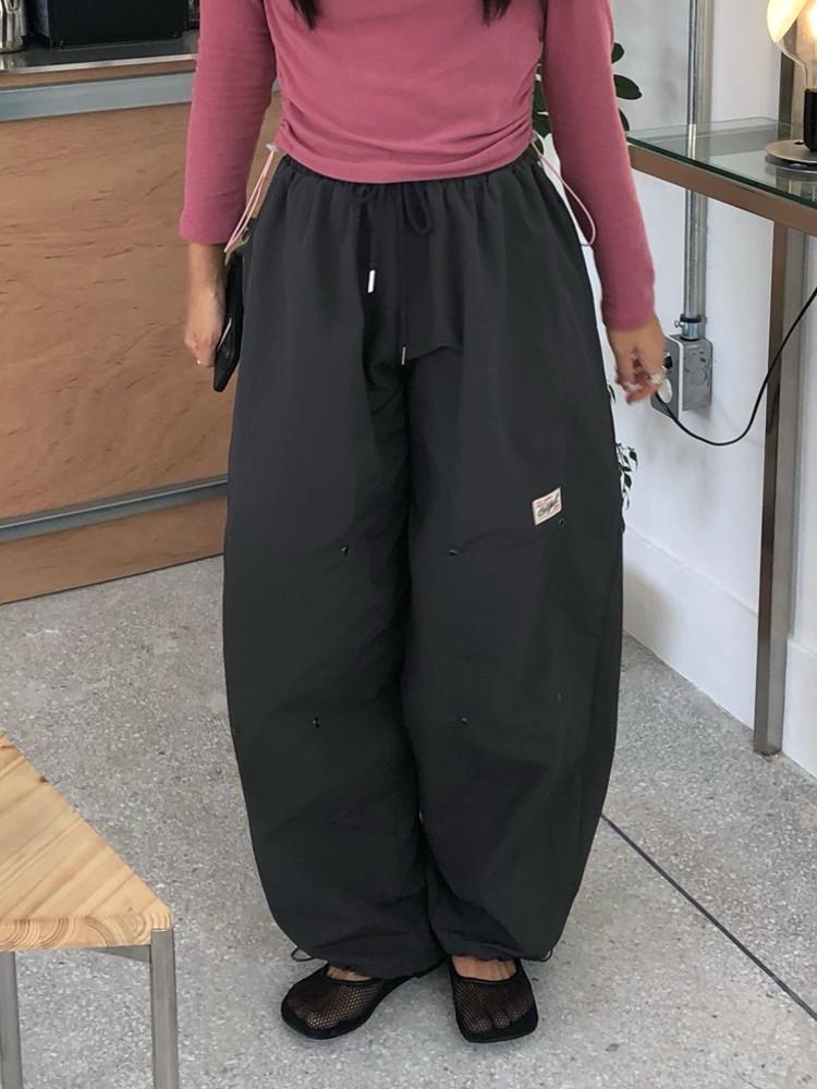 밴딩 포일렛 나일론 스트링 와이드 팬츠 2color