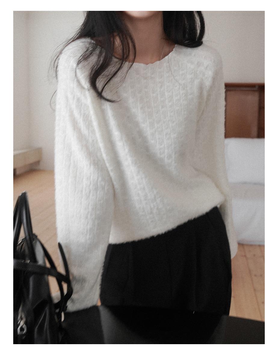 루에 레이스 니트 롱 슬리브 [아이보리]