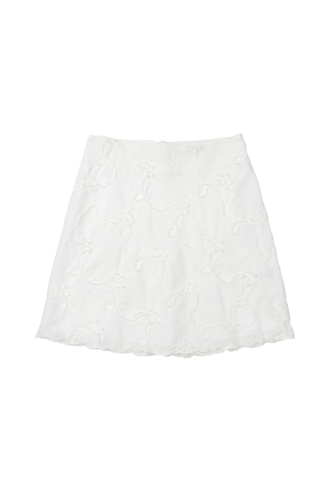 (6/16예약배송)FLOWER A-LINE COTTON SKIRT, WHITE