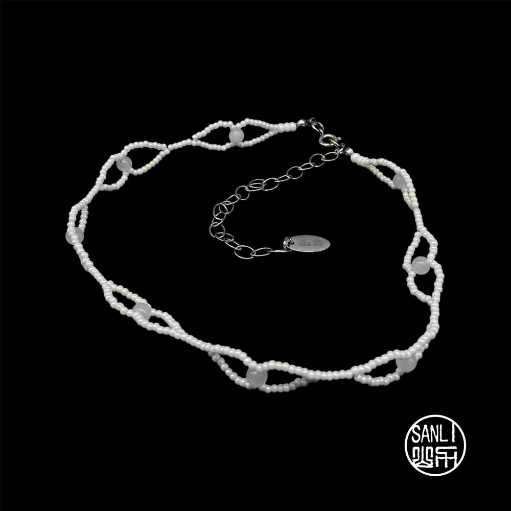 Beaded eye lace choker(white)