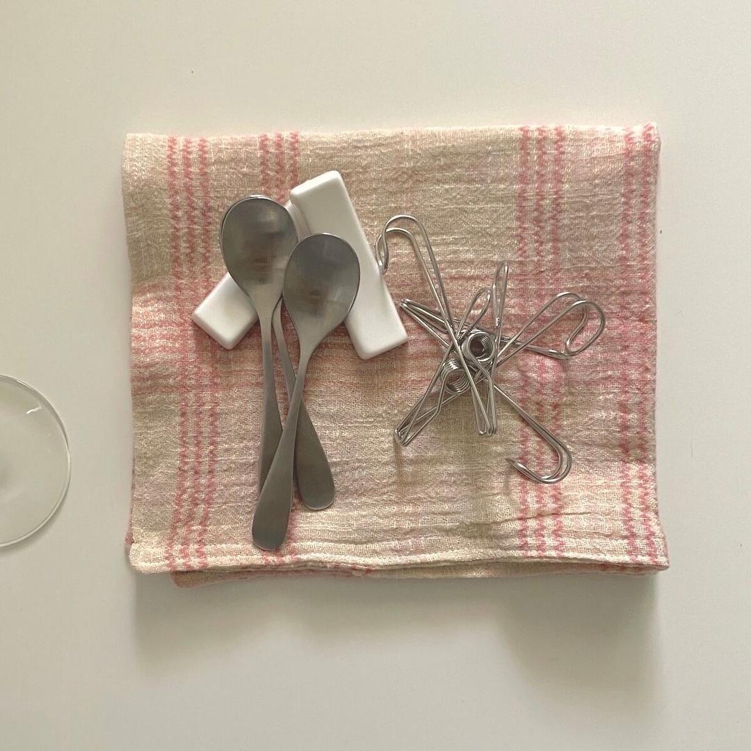 핑크 체크 키친크로스(pink check kitchen cross)