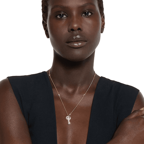 크리스털 디테일의 더블 G 키 목걸이