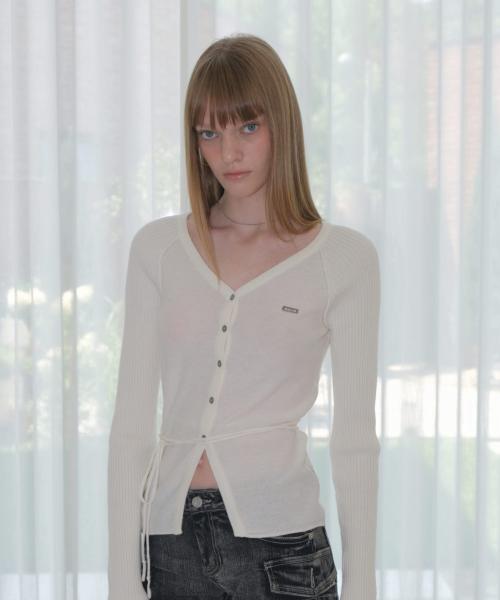 ANGORA V-NECK SLIM CARDIGAN [IVORY]