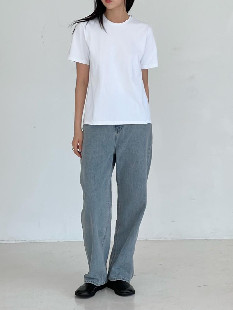 중청 데님 세미 와이드 팬츠 (1 color)