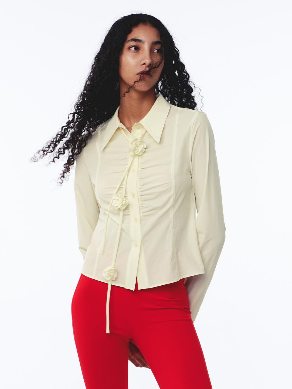 Corsage Shirring Shirt Butter