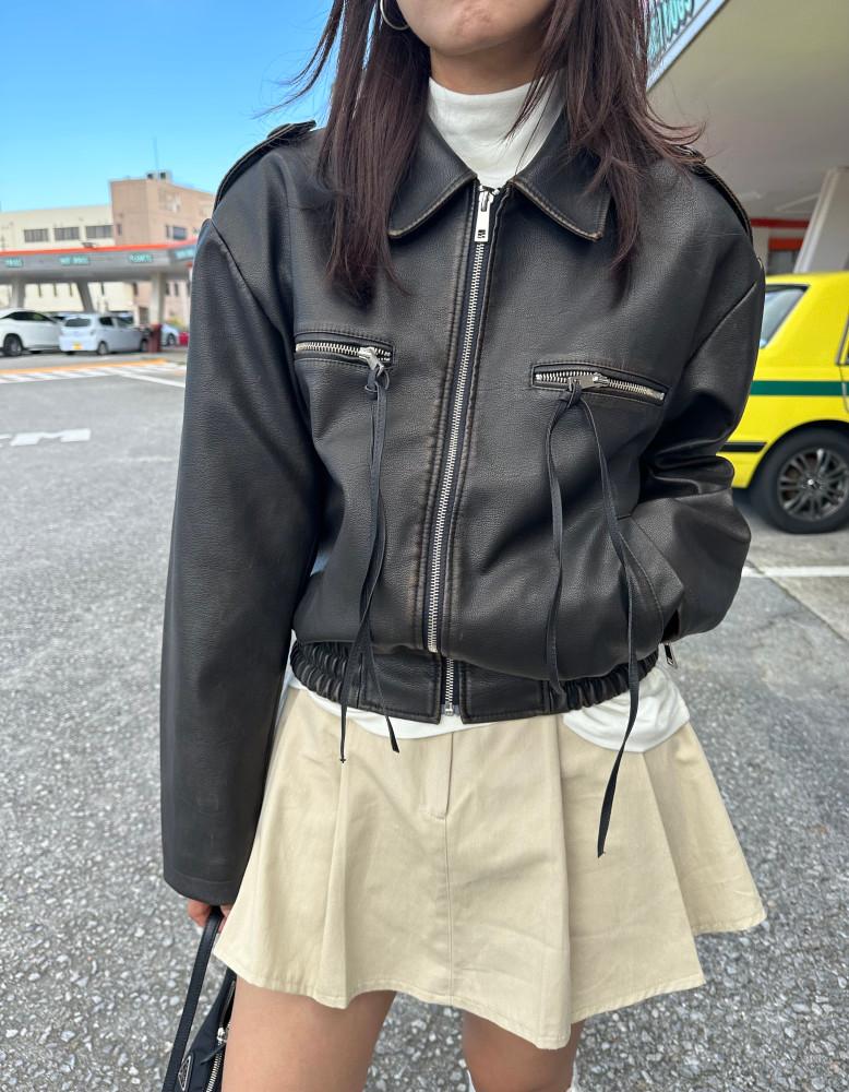 (당일발송)(무료배송)벨누아 워싱레더 브러쉬 블루종 가죽자켓(다크브라운)