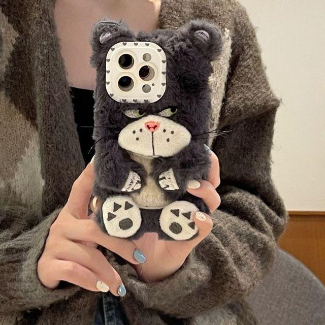 아이폰15 14pro 13 12 삐진 고양이 겨울 퍼케이스 털케이스