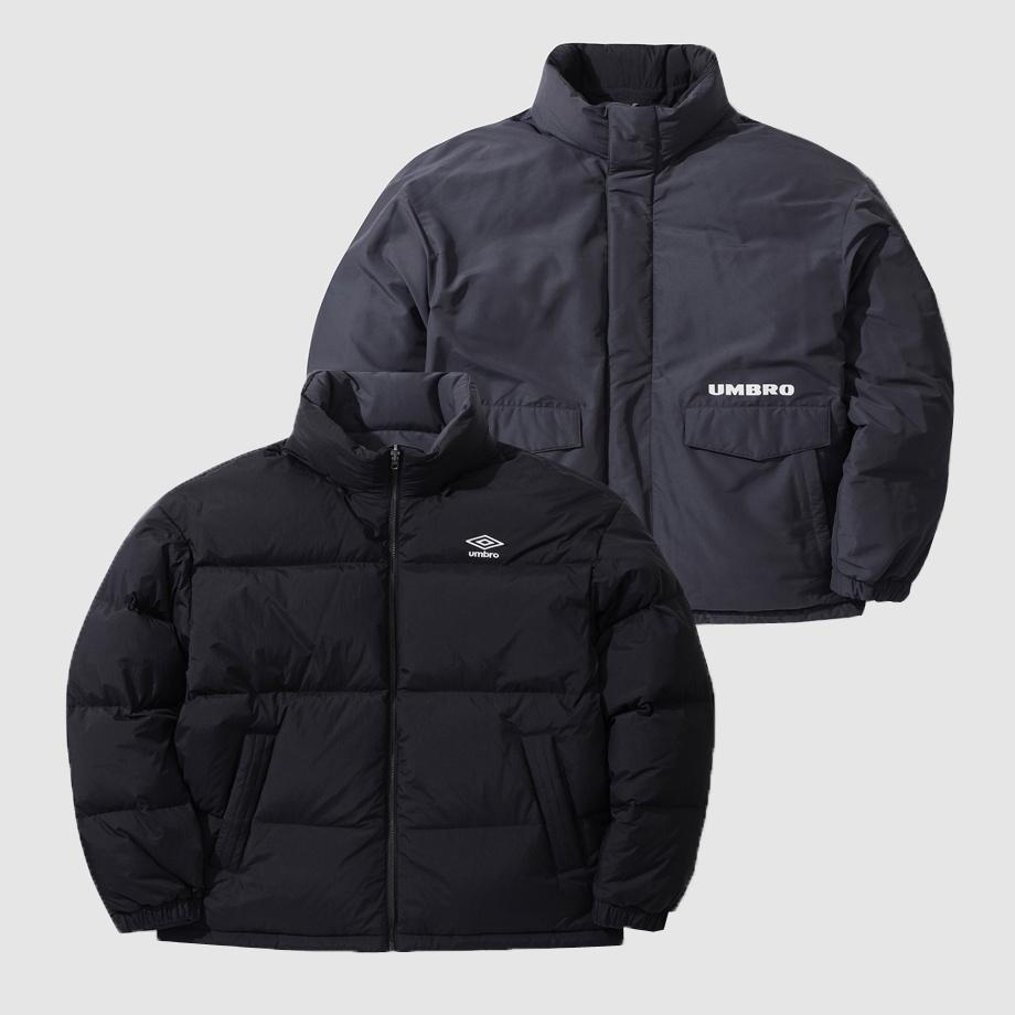 브리티쉬 POP 후드형 리버시블 구스다운 패딩 자켓 블랙/다크차콜(UO421CDJO4)