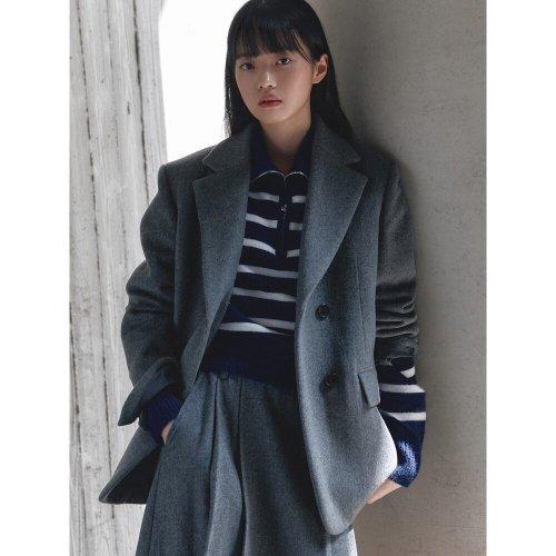 울 블렌디드 투버튼 윈터 재킷  그레이 (113Y11AYB3)