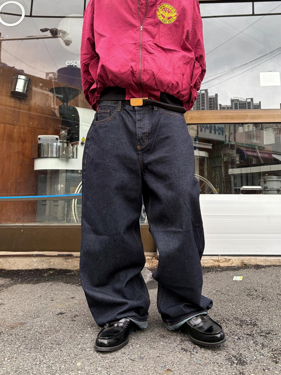 rigid raw denim pants