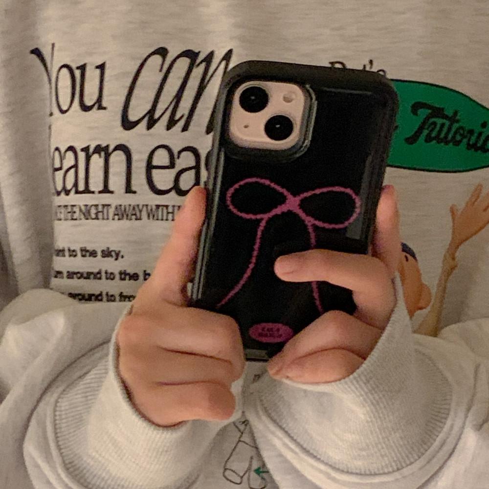 Fluffy Ribbon | 에폭시 범퍼 폰케이스 - 체리핑크 (글라스 범퍼 변경 가능)