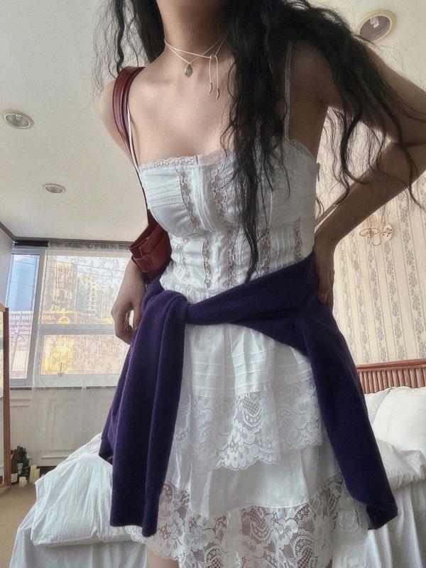 [당일출고]♥︎ONLY VIVIC♥︎PUREE LACE PINTUCK MINI DRESS