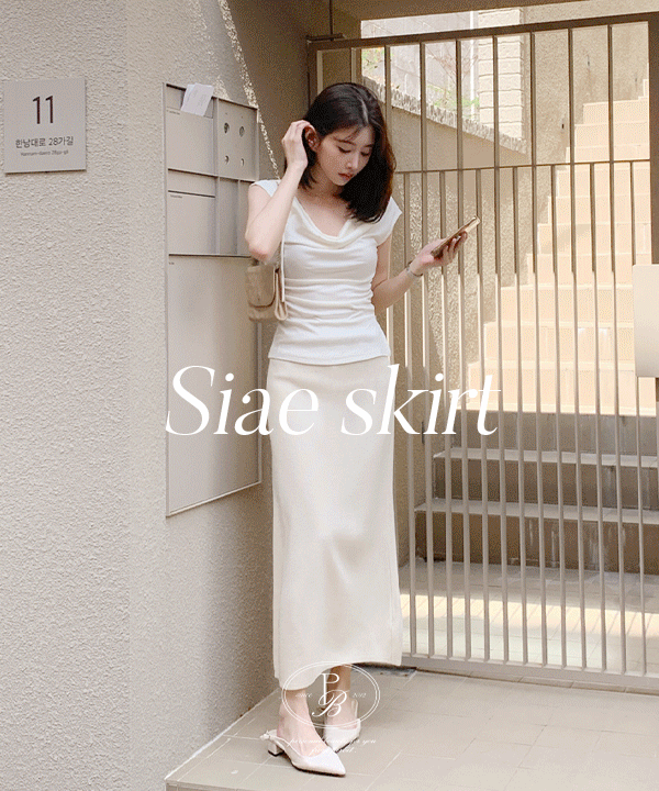 퍼빗 [허얇골넓][P.B MADE] 시애 담백플래인핏 썸머 니트스커트 - 3color