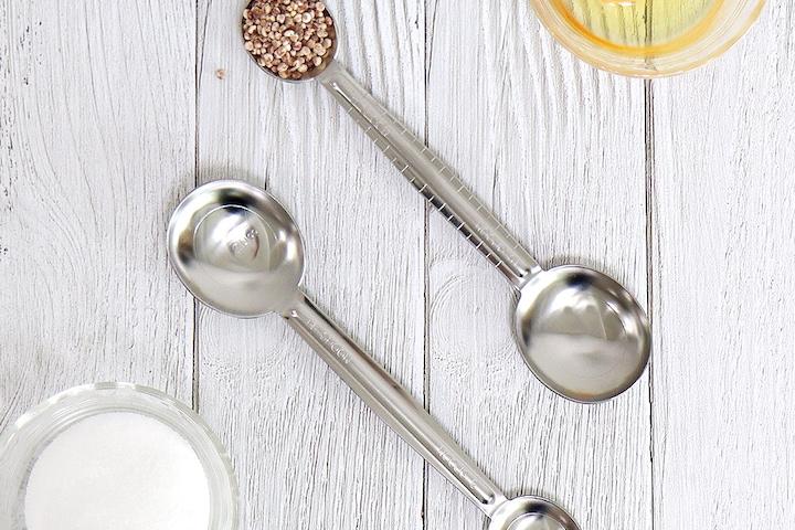 국산 스텐 양면 계량스푼 조리도구 눈금 홈베이킹 스텐레스 이유식 양념스푼 계량수저 가정용