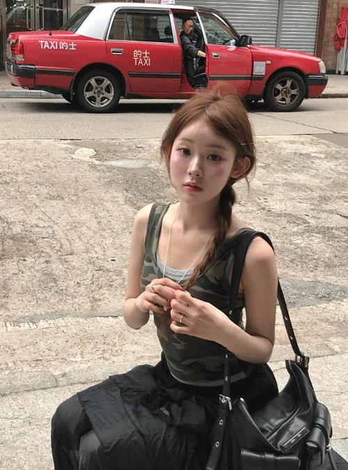 카모 레이어드 슬리브리스 (2color)