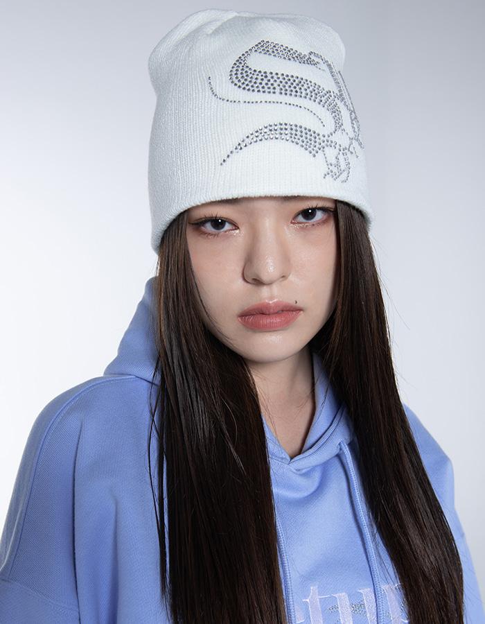 Crystal cubic logo Beanie [Ivory]