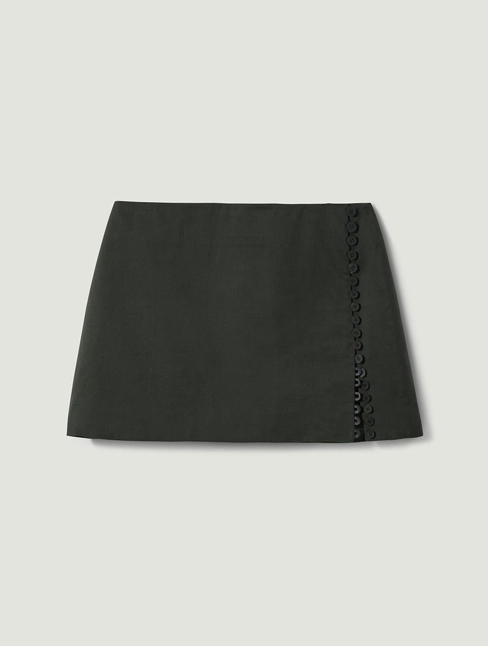 Button-Line Mini Skirt_Charcoal Khaki
