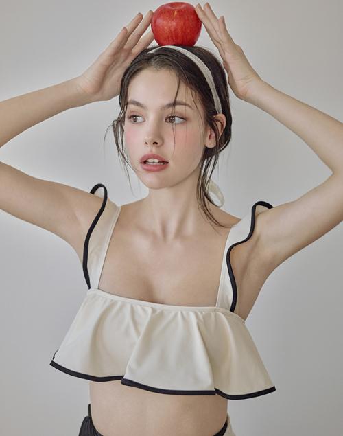 로랑 러플 하이웨스트 비키니 - Ivory